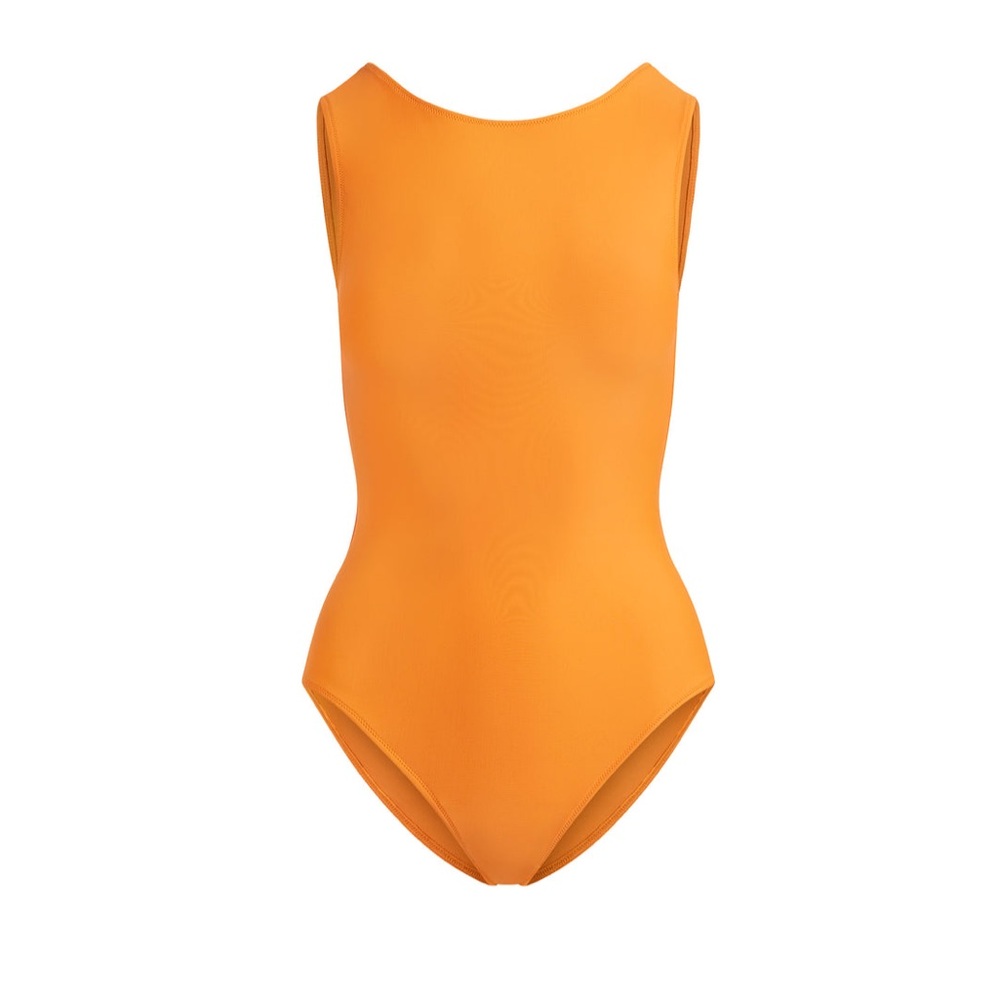 NWT SKIMS SIGNATURE SWIM HIGH NECK ONE PIECE SZ M TANGERINE